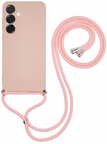 Étui avec cordon pour Samsung Galaxy A36 - Coque arrière avec Protection pour appareil photo - Idéal pour les Festival et les vacances - TPU souple - Collier pour smartphone - Rose