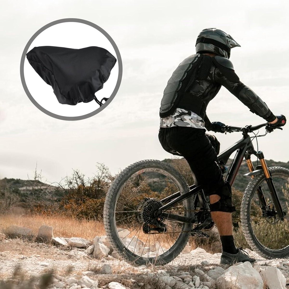 Allecto Plus - Waterdichte fietszadelhoezen van oxford-stof - Water- en stofbestendig - Fietszadelhoezen voor alle fietsen - Set van 3 - Zwart - Fietsaccessoires - Regenbescherming