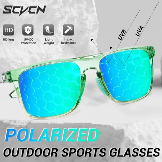SCVCN® S235-QTC-07 - Zonnebril Piloten - Gepolariseerd Wayfarer Classic Zonnebril - Rechthoekig - Bril Hipster| Vierkant Rechthoekige - Carnavalsbril - Festival bril - Retro Zonnebril - Zonnebril Dames & Heren - Wit Montuur - Parelmoer Roze Glazen — afbeelding 2