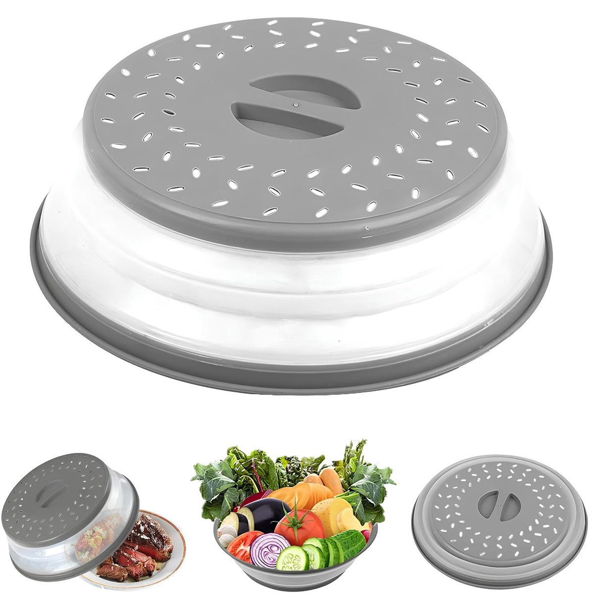 Ibenzoa® Opvouwbare Magnetrondeksel met Stoomgaten en Handvat voor Veilig Verwarmen