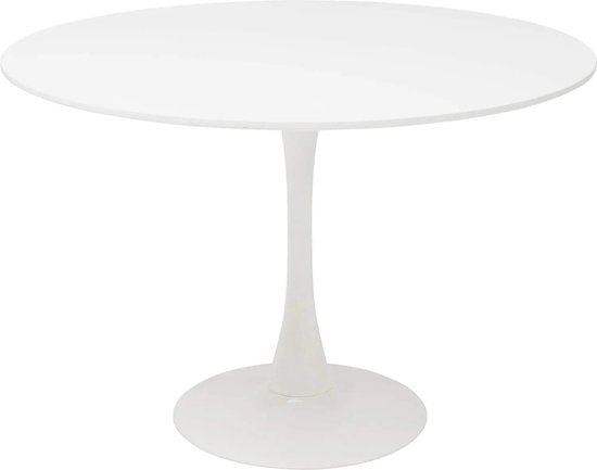Table ronde Buylin - Table à manger - Petite table de balcon - Table à manger ronde - Table de Cuisine - 110 cm - Wit - Moderne