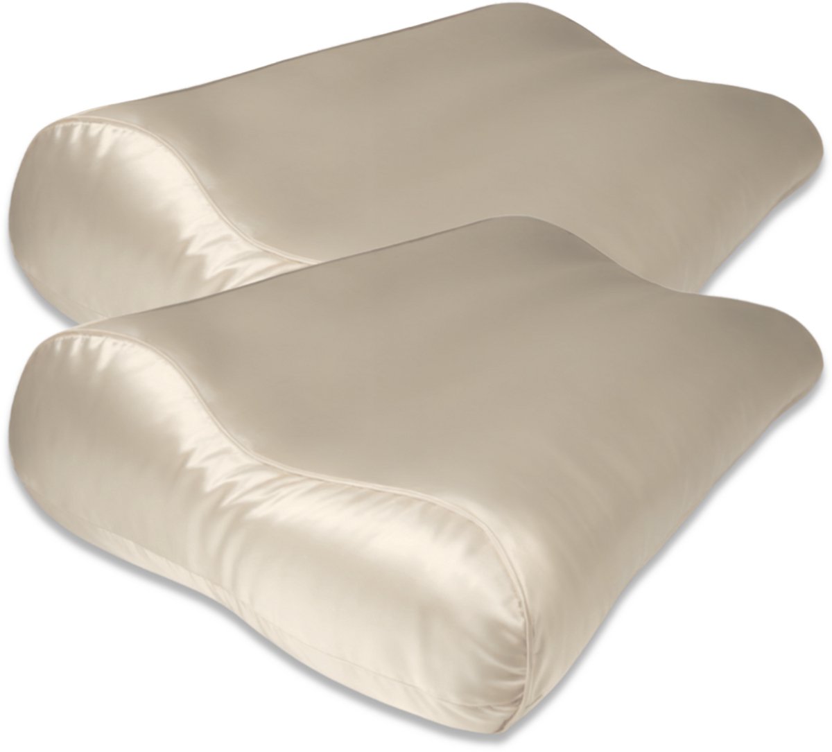 Silk Heaven Voordeelset 2x 100% Zijden kussensloop Donker Champagne Ergonomisch - 19MM - 40x60cm - Satijn geweven zijden kussensloop - Silk Heaven - 40x60cm