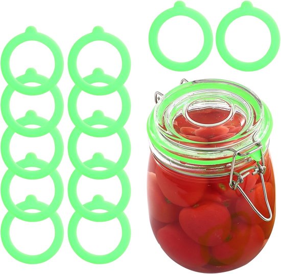 12-pack siliconen pakkingen - vervangende rubberen pakkingen - glazen potafdichtingen - voor opslagpotten met klemdeksel - afdichtingen - voor inmaak- en opslagcontainers met normale opening, 3,75 inch - groen