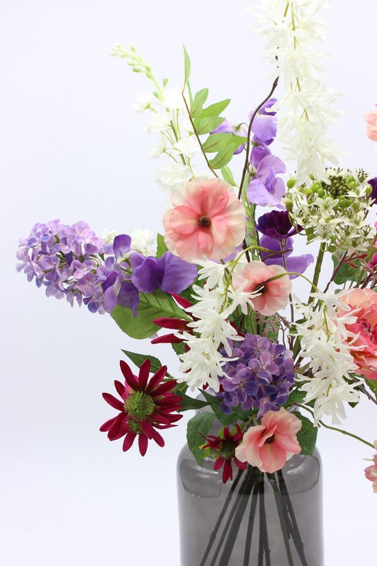 Bouquet de soie - Bouquet des champs - Brise d'été - Silk-ka - 70 cm de haut - Fleurs artificielles - 9 tiges