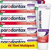 Parodontax Ultra Clean - Tandpasta - Helpt Bloedend Tandvlees Herstellen en Voorkomen - Verwijdert 4x Meer Tandplak dan Normale Tandpasta - Voor Gezond Tandvlees - Bevat Fluoride – Voor Glad Voelende Tanden - Frisse Smaak - Voordeelverpakking 4x 75ml