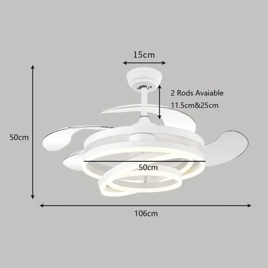 Airwit 106cm plafondventilator met verlichting, dubbelzijdige bladen Airwit 106cm plafondventilator met verlichting, dubbelzijdige bladen