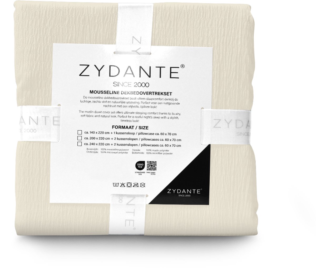 Zydante® Dekbedovertrekset Mousseline Micro 240x220 - Zand - met 2 Kussenslopen