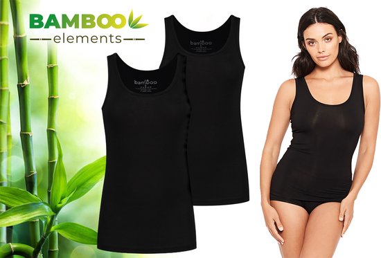 Pierre Calvini - Chemises Bamboe Femme - Lot de 2 - Zwart - M - Maillot Femme - Maillot Femme - Débardeur Femme - T Shirt Femme