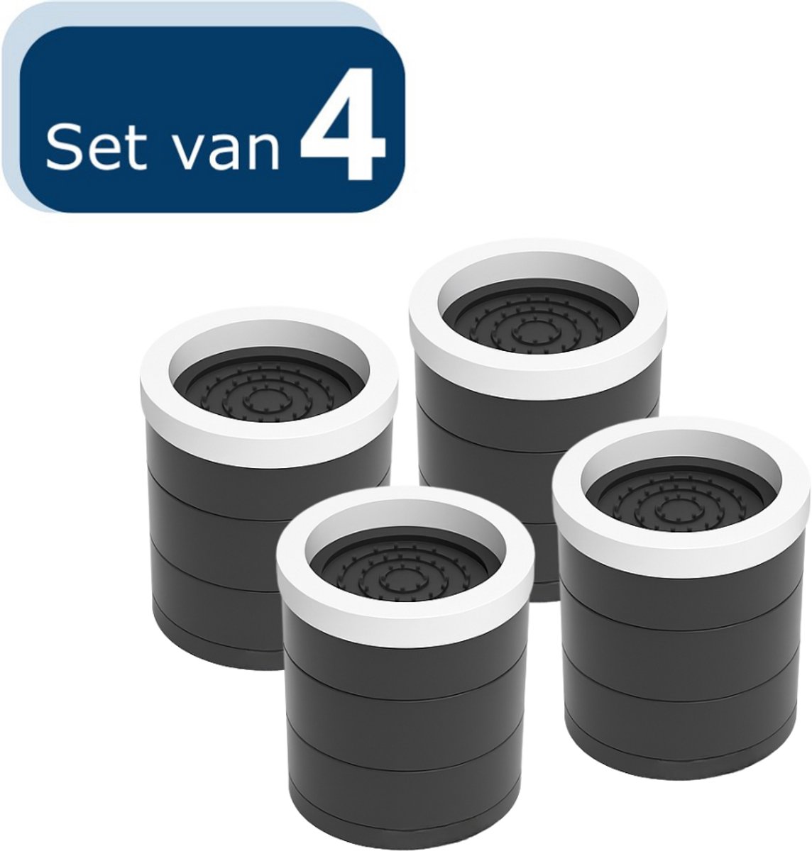 VOKA - Meubelverhogers - Bureau verhoger - Bedverhogers Set van 4 hoogwaardige verstelbare 4.5CM, 8.5CM en 12.5CM meubelverhogers - 3 x 4- Zwart - Ruimtebesparende verhoger - Tafelverhoger, Stoelverhoger, Bankverhoger Verstelbaar - Multifunctioneel