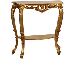 BISCOTTINI Console Tafel SHABBY II - Houten Wandtafel met 2 legplanken - Haltafel Bladgoud Afwerking - Sidetable 90x33x87 cm - voor Hal, Woonkamer