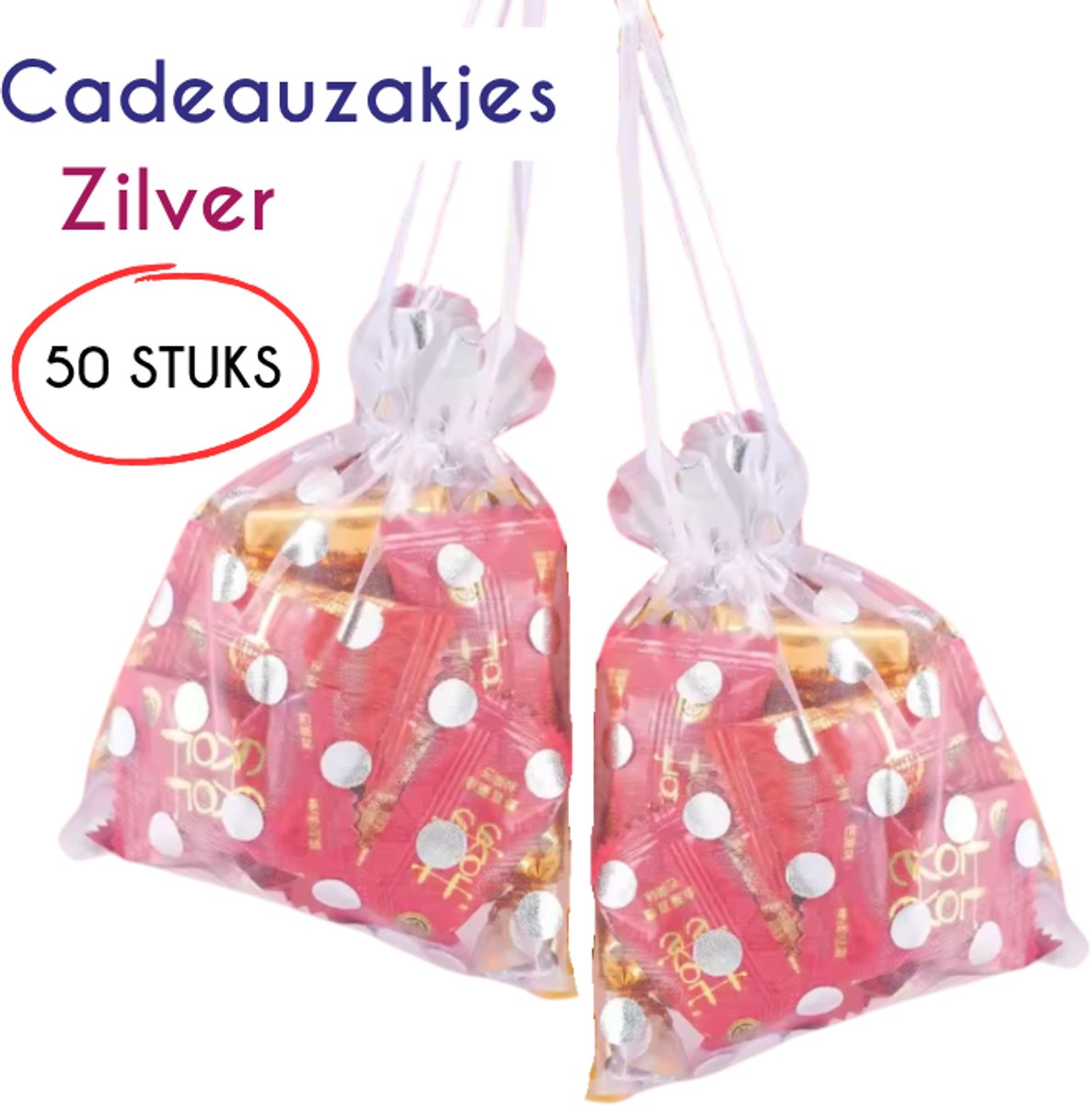 S4D® - Cadeauverpakkingen - Luxe Organza Cadeauzakjes - Geschenkzakjes - uitdeelzakjes - 50 STUKS! - 10x15 CM - Zilver - Maak Van Ieder Cadeau Een Waar Kunstwerk