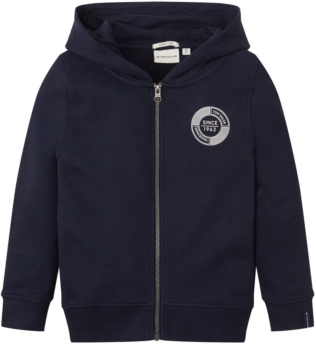 Tom Tailor - Hoodie sweatjack met print - Maat 128/134 - sky captain blue