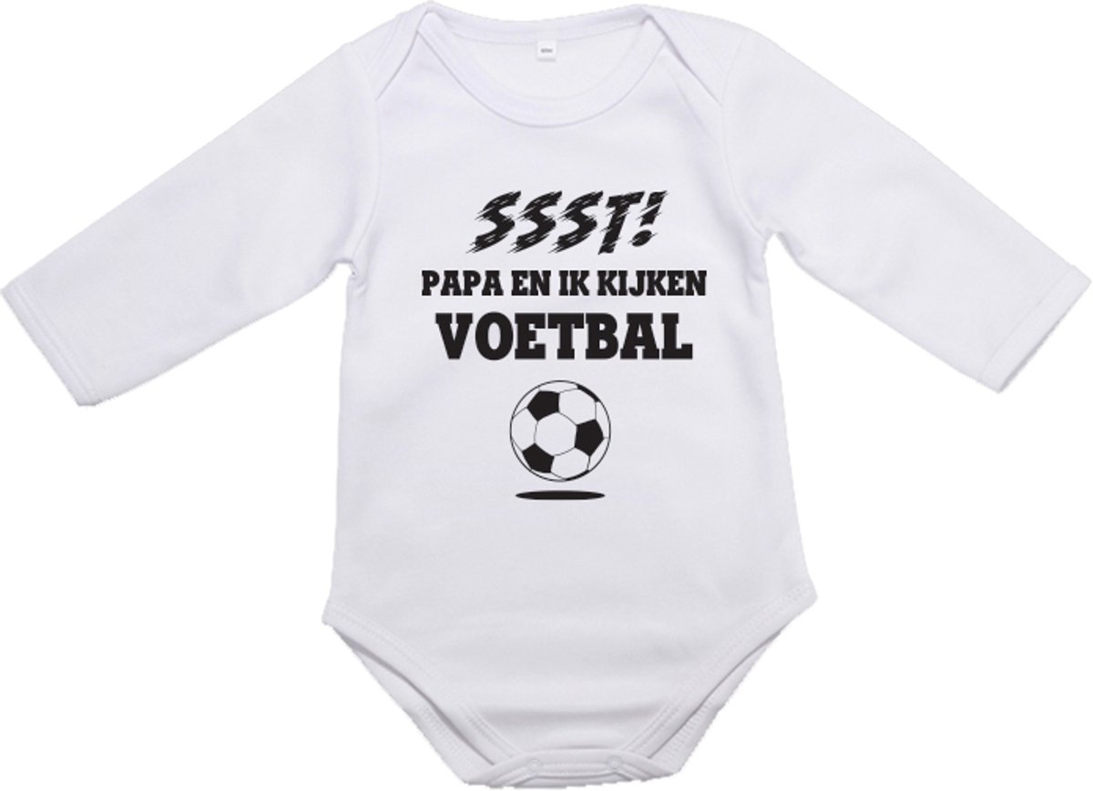Hospitrix Baby Rompertje met Tekst "SSST! Papa en ik kijken Voetbal" | 0-3 maanden | Korte Mouw | Cadeau voor Papa | Aanstaande Vader | Vaderdag | EK voetbal 2024