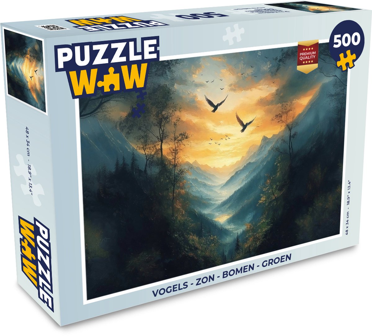 Puzzel Vogels - Zon - Bomen - Groen - Legpuzzel - Puzzel 500 stukjes