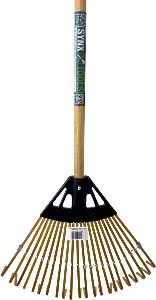 Synx Tools Gazonhark Bamboehark mini - Bladhark - Bodembewerkers - Harken - Gazon 180x220mm mm - Incl. Steel 75 cm van Synx Tools — afbeelding 2