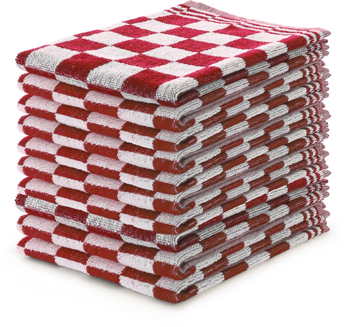LINNICK Keukendoeken Set Blok Rood – 50x50 – Set van 10 – Geblokt – Blokdoeken – 100% katoen – Keukendoek – handdoeken