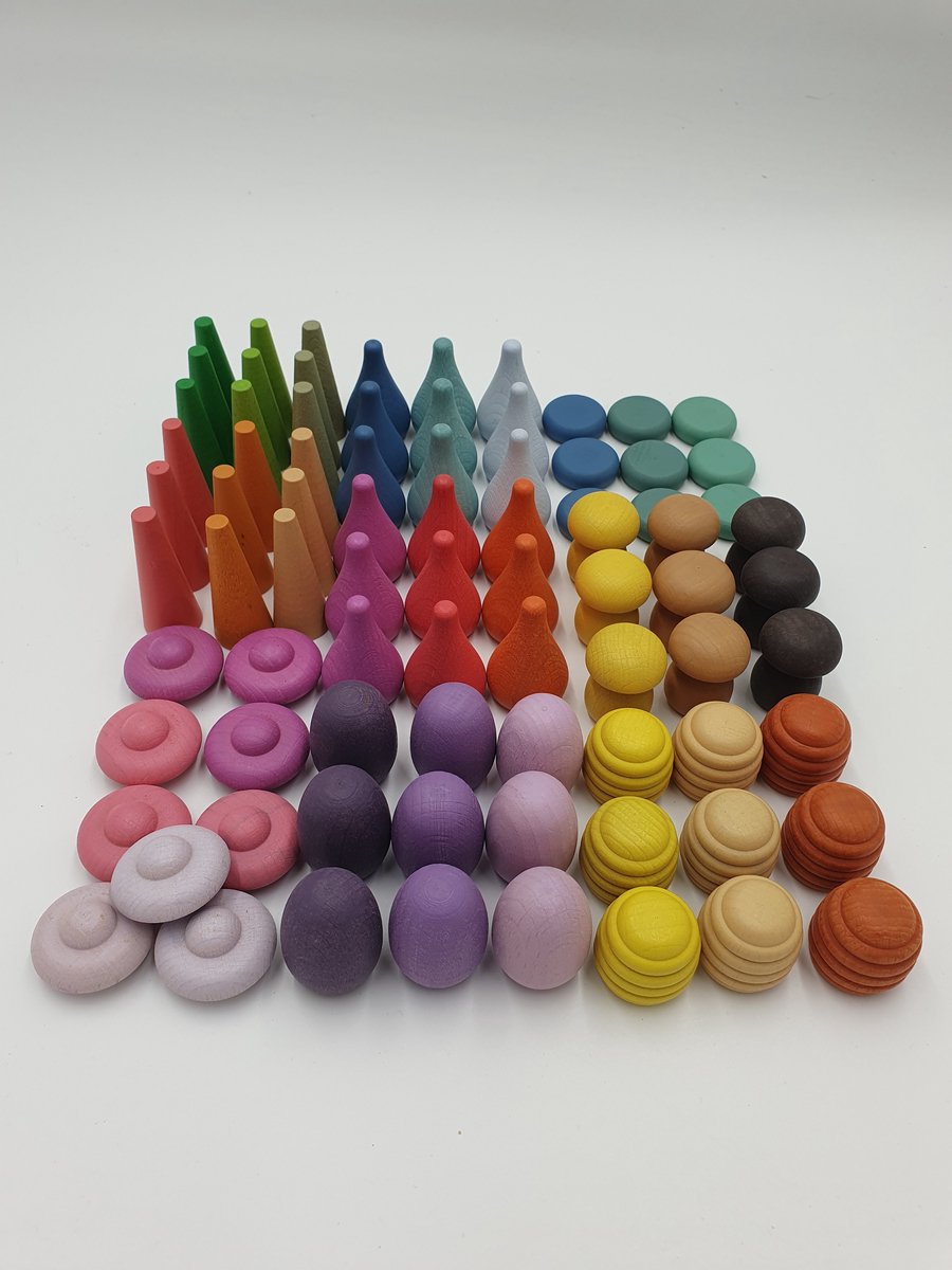 Houten mandela figuren - Loose parts - 81 stuks - Open einde speelgoed - Educatief montessori speelgoed - Grapat en Grimms style