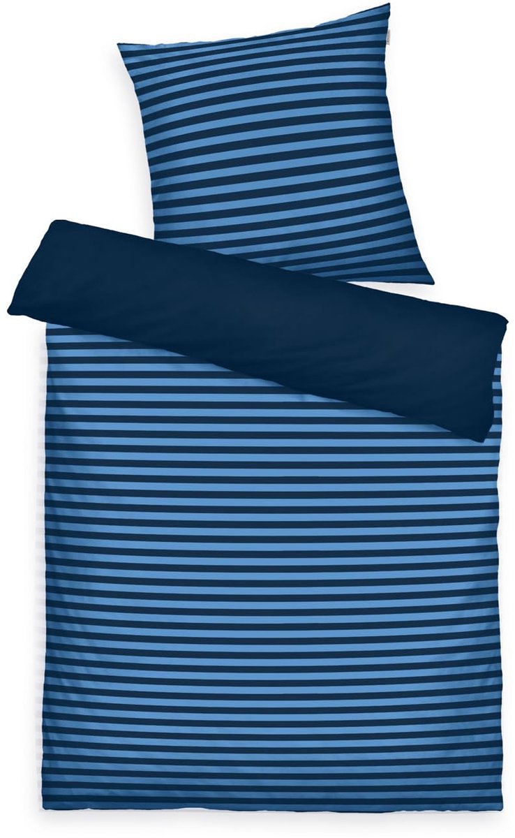 Ibenzoa® Stijlvol en Omkeerbaar Beddengoed met Tijdloos Strepenpatroon in Blauw