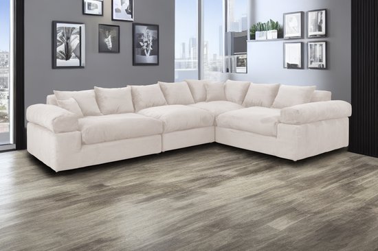 Meuba Home® - Hoekbank King - Ribbel Stof - Beige