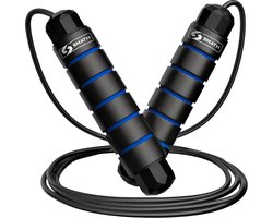 Smath® Professioneel Sport Springtouw - Speedrope - Jump Rope - Verstelbaar - Volwassenen & Kinderen - Fitness - Cross Fit - Boksen - Zachte Handvaten - Zwart