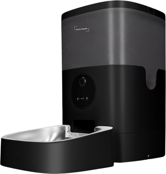 Pets Pride Automatische Voerbak Kat - Zwart - 4 Liter - Voerautomaat met Full HD camera - Voerdispenser