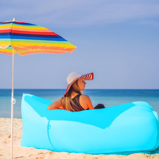 Ibenzoa® Opblaasbare Lucht Zitzak voor Strand en Camping met Draagtas - Blauw van Ibenzoa — afbeelding 3