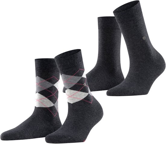 Burlington Everyday 2-Pack gedessineerd katoen multipack sokken dames grijs - maat 36-41