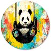 Panda, Street Art, Geel, blauw, rood, wit, zwart