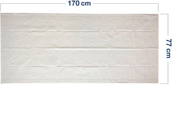 Wit onderlegger van 170 x 77 cm met horizontale naden.