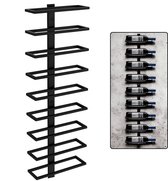 Catrinaz® Wijnrek Muur in Mat Zwart Staal – Hangend Wijnrek voor 9 Flessen – Industrieel | Modern – Ruimtebesparend & Decoratief