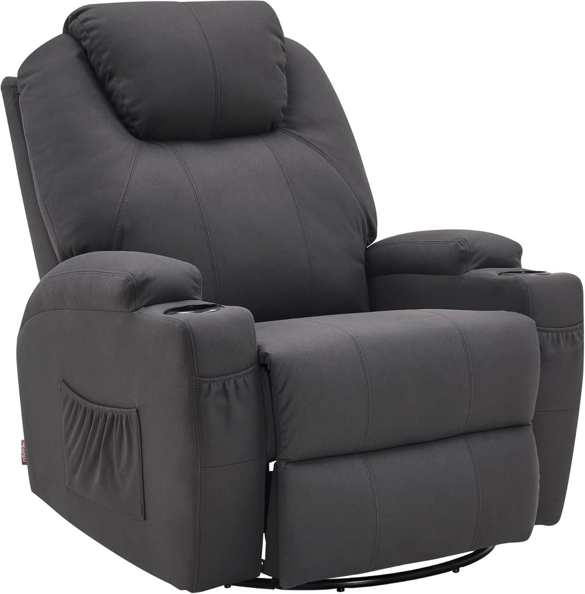MCombo Massagestoel 7020 – Donkergrijs Microvezel – Relax & TV Stoel - Handmatig verstellen