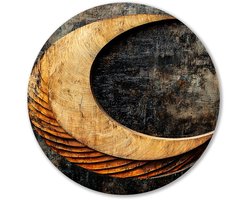 Halve maan op donkere achtergrond - Maan schilderij rond - Wandschalen kunststof - Abstracte kunst - Wandobject Forex rond - Muurkunst slaapkamer - muurcirkel forex 50x50 cm