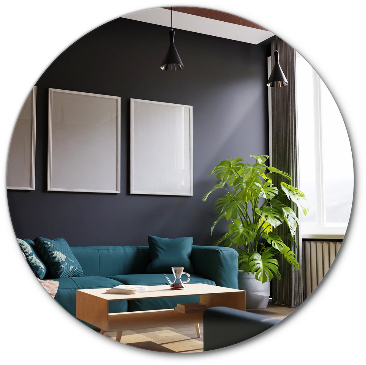 Tulup Spiegel - Ronde Spiegel - 40x40 cm - Omlijstingsloze Spiegel - Moderne Spiegel voor Woonkamer of Badkamer