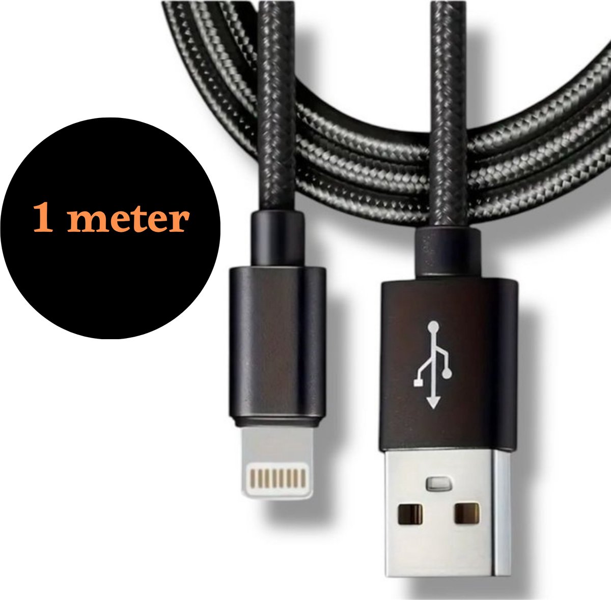 Oplader kabel - 1 meter geschikt voor iPhone - zwart - Fast Charging - Snelle oplaadkabel - Kabel geschikt voor lightning - Oplaadkabel - USB kabel - Lader kabel