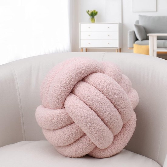Knoopkussen, esthetische imitatie pluche knoopkussens, decoratieve sierkussens, zacht handgemaakt kussen voor thuisdecoratie (roze 28 cm)