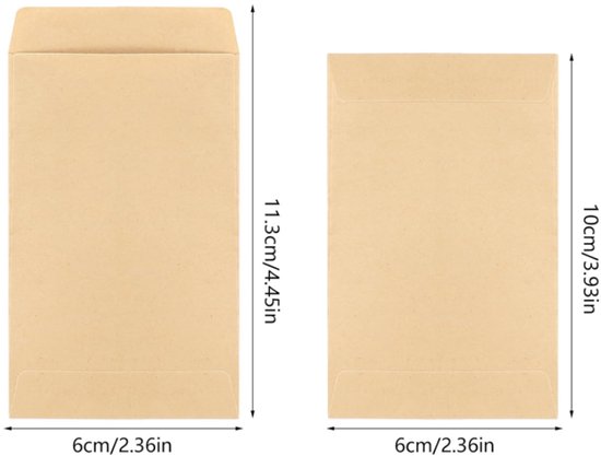100 sachets en papier kraft - Mini sachets en papier kraft - 10 x 6 cm - Résistants à la déchirure - Sachets de graines en papier kraft - Plateaux adhésifs pour le stockage du maïs et du riz