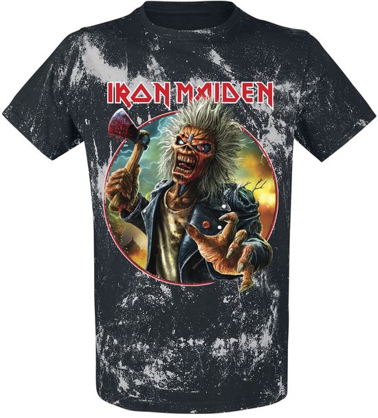 Iron Maiden Axe Eddie Blacksplattered Heren T-shirt - zwart/grijs - M