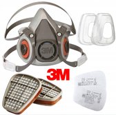 3M 6200 maat M + 6051 x2 + 5911 x2 + 501 x2 SET half gelaatsmasker compleet !!! Verfmasker - stofmasker