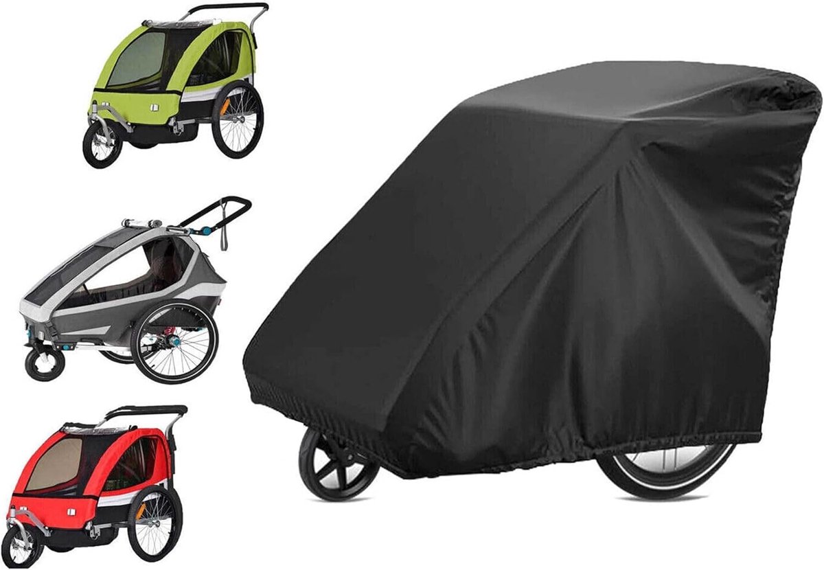 SNQ 420D Oxford-weefsel- universele afdekking voor fietsaanhanger- Oxford-weefsel- fietsaanhanger- geschikt voor fietsaanhanger- hondenaanhanger- lastaanhanger (140 x 84 x 100 cm)