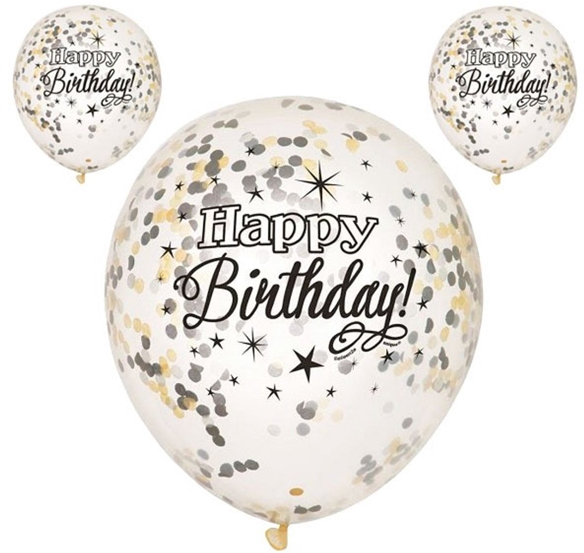 Confetti Ballon Happy Birthday Zwart (5st)