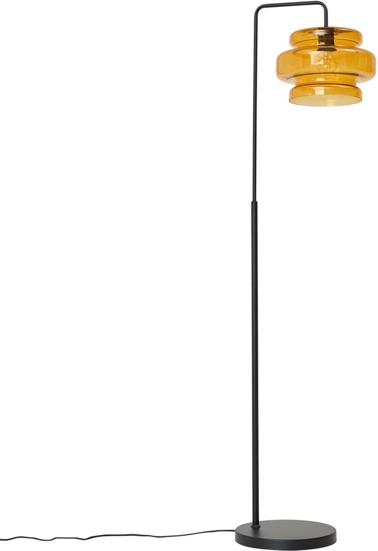 QAZQA denise - Retro Vloerlamp | Staande Lamp - 1 lichts - H 153 cm - Oranje - Woonkamer | Slaapkamer | Keuken