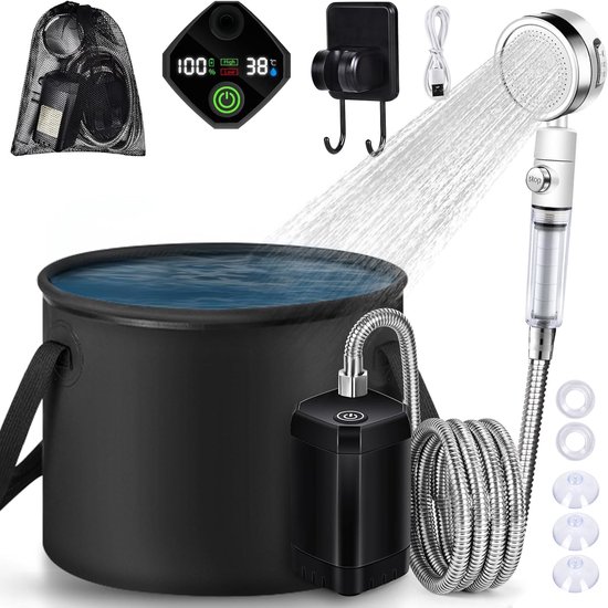 Kit Douche Camping 6000mah Douche Camping Portable JONRRYIN - Pompe 6000mAh Avec Contrôle Température Douche Temperature Reglable