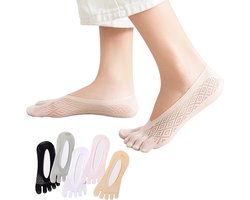 5 paar - No Show sokken - Uitgelijnde teen sokken - Voor Hallux Valgus - Orthopedische compressie teen sokken voor dames - No Show lage teen sokken - Orthopedische compressie sokken