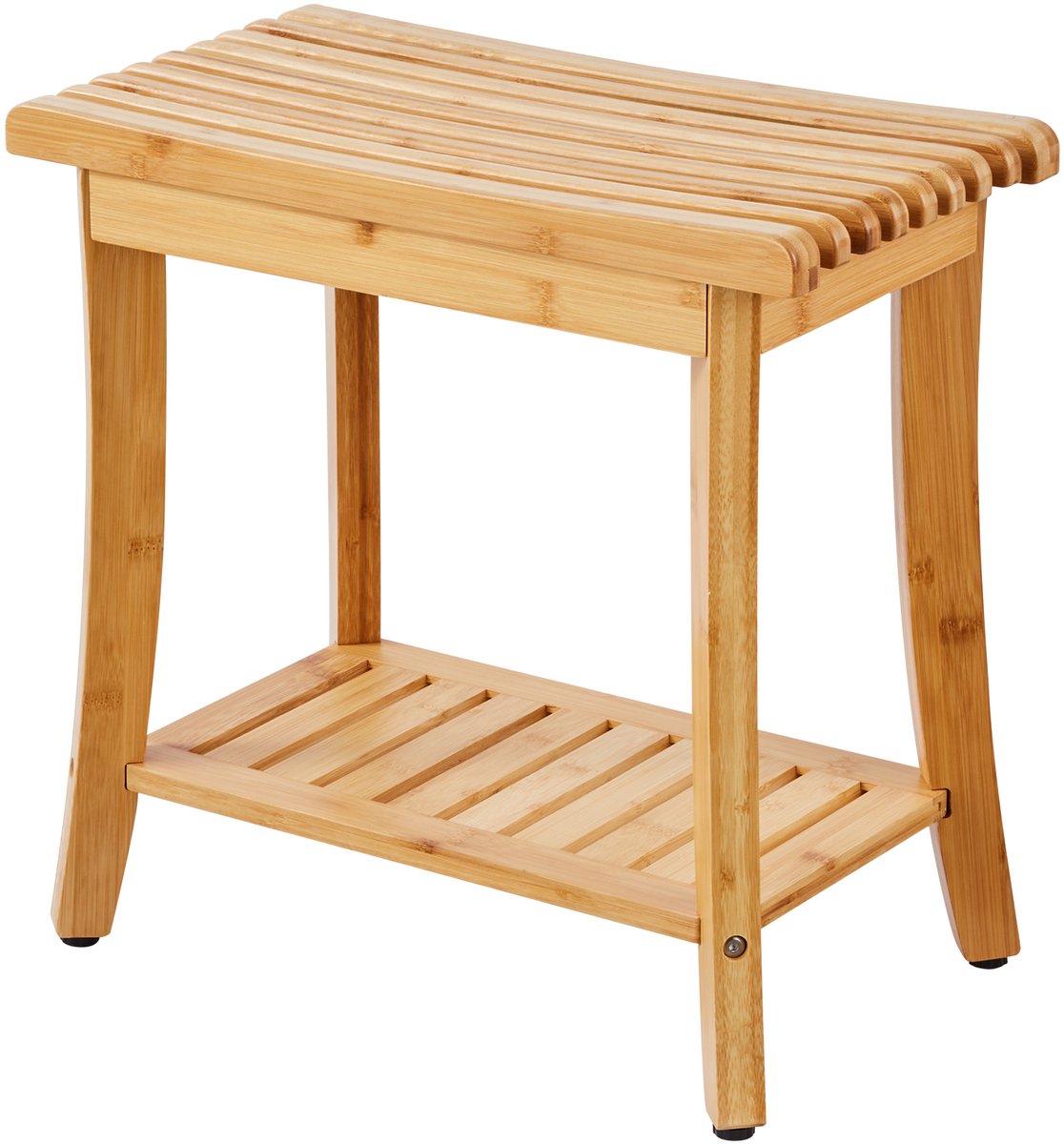 48 X 28 X 46 cm Bamboe Douchebank, Waterbestendig, met Plank, Draagvermogen 150 Kg, Bubbelbadzitje voor Binnen en Buiten