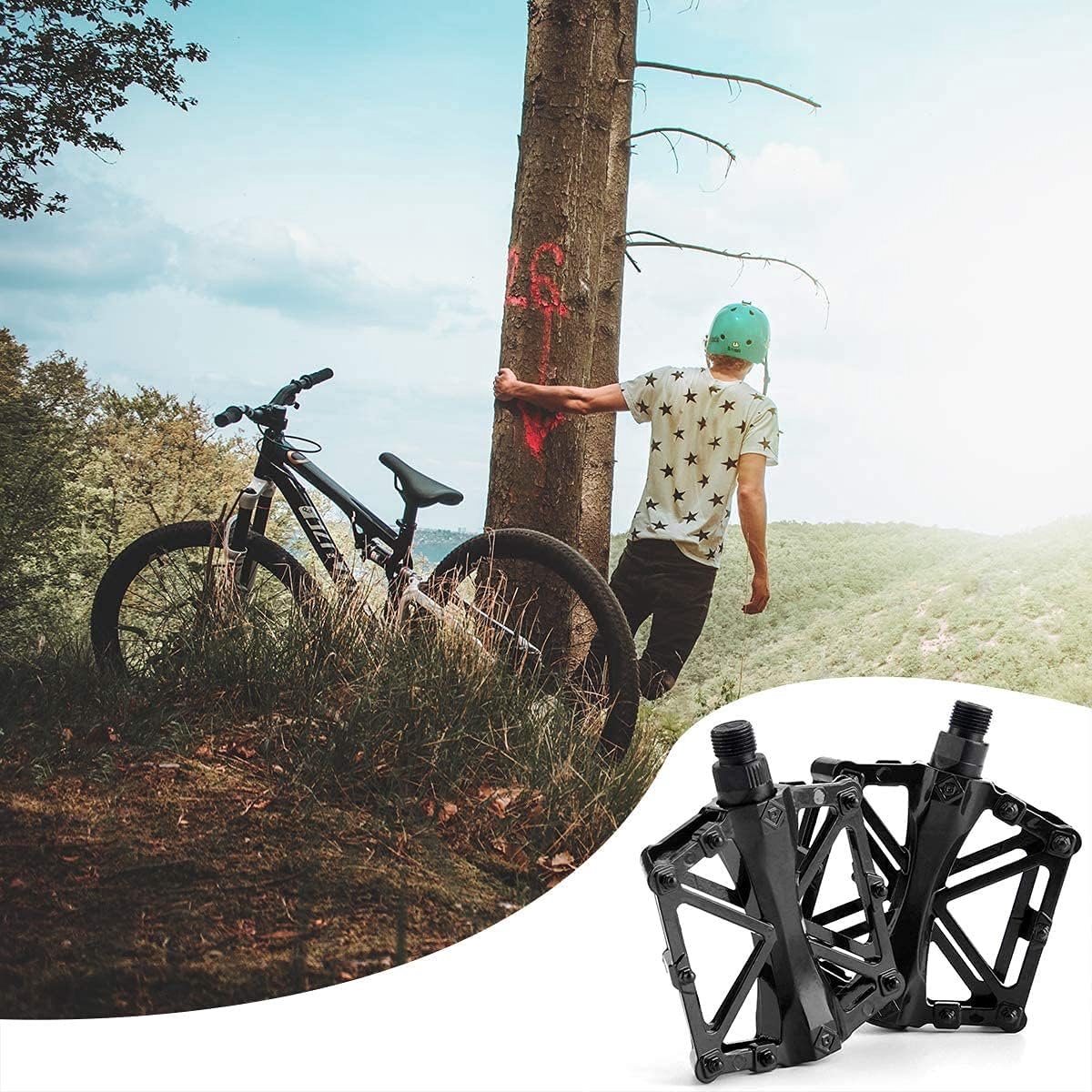 Fietspedalen - Platformpedalen - MTB Pedalen - Aluminium fiets pedalen - Trappers Fiets - Flat Pedals - Antislip Mountainbike Pedalen - Grip Pedalen universeel - inclusief bevestiging gereedschap - Geschikt voor MTB en E-bike – foto 3