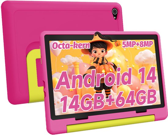 Hotlight KT1028 - Android 14 kindertablet - 10.1 inch - 14(3+11)GB RAM/64GB ROM– 5000mAh - Roze