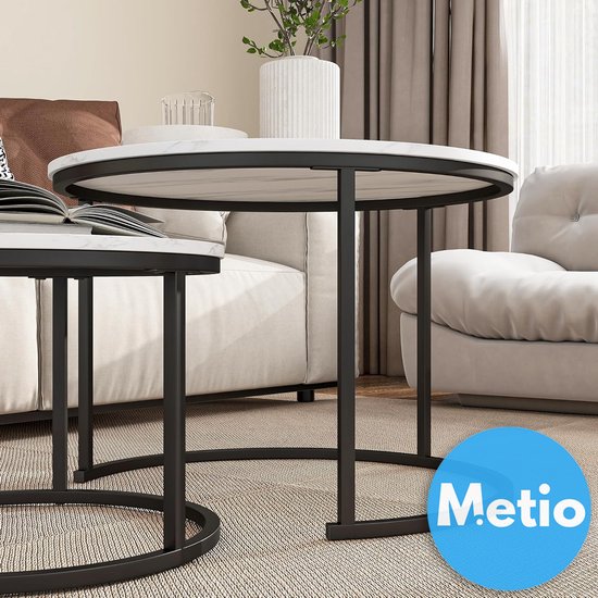 Ronde salontafelset van 2, salontafel voor de woonkamer met 2 lades van massief hout, verdikt 12 mm rotsbord, salontafels van hout voor kleine ruimtes, woonkamer, kantoor(Brown white,70cm Ronde salontafelset van 2, salontafel voor de woonkamer met 2 lades van massief hout, verdikt 12 mm rotsbord, salontafels van hout voor kleine ruimtes, woonkamer, kantoor(Brown white,70cm