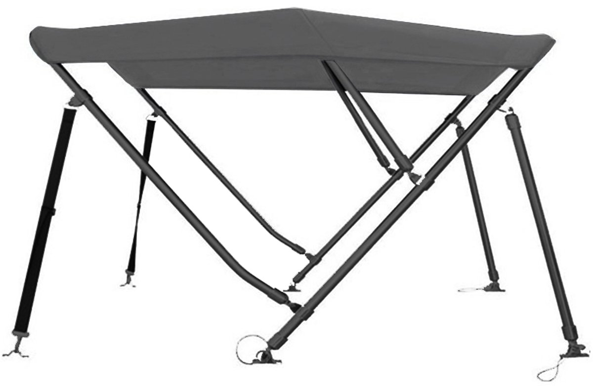 Navishade 3-Boogs black aluminium Biminitop Zonnetent - H117cm - ANTRACIET Doek - Breedte 200-213cm