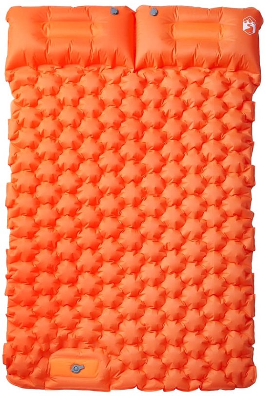 vidaXL - Kampeermatras - met - kussens - zelfopblazend - 2-persoons - oranje van Merkloos — afbeelding 2