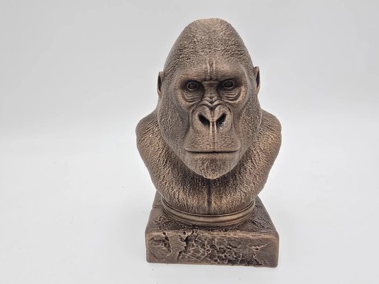 Gorilla dierenbeeld - Buste van dierenkop 20cm | Realistisch & Decoratief Beeldje voor Thuis of Kantoor